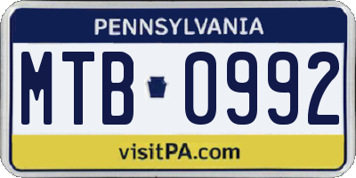PA license plate MTB0992