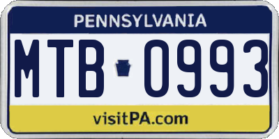 PA license plate MTB0993