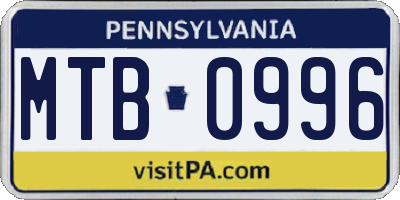 PA license plate MTB0996