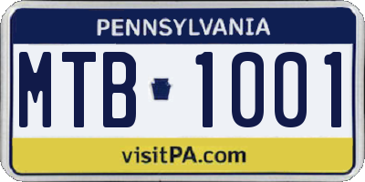 PA license plate MTB1001