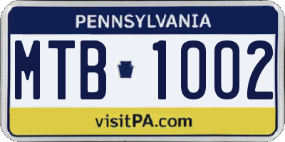 PA license plate MTB1002