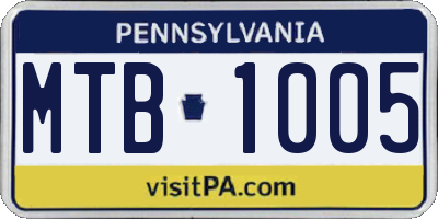 PA license plate MTB1005
