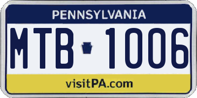 PA license plate MTB1006
