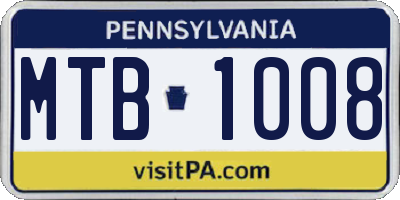 PA license plate MTB1008