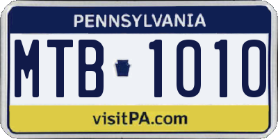 PA license plate MTB1010