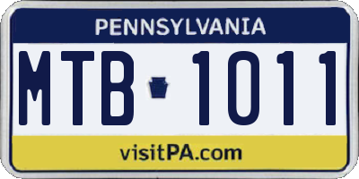 PA license plate MTB1011