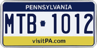 PA license plate MTB1012