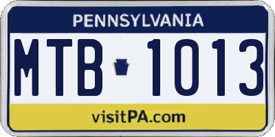 PA license plate MTB1013