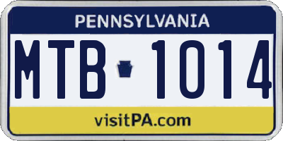 PA license plate MTB1014
