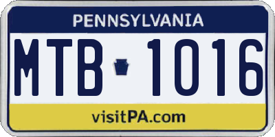 PA license plate MTB1016