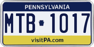 PA license plate MTB1017