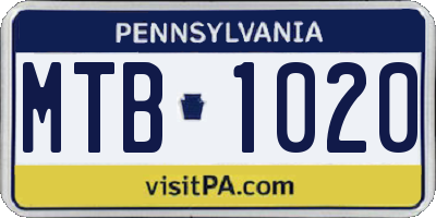 PA license plate MTB1020