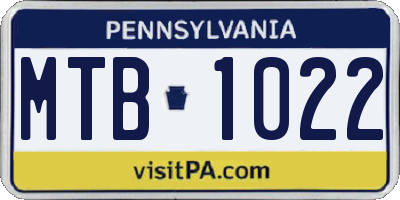PA license plate MTB1022