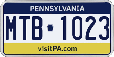 PA license plate MTB1023