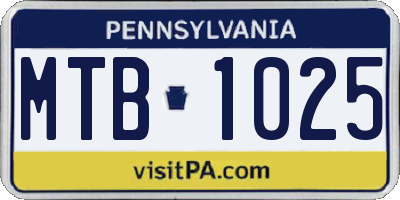 PA license plate MTB1025