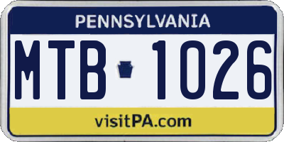 PA license plate MTB1026