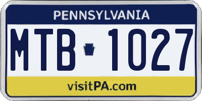 PA license plate MTB1027