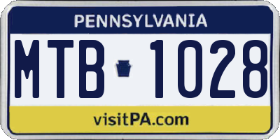 PA license plate MTB1028