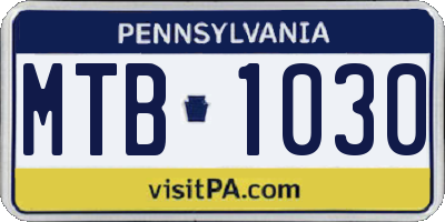 PA license plate MTB1030