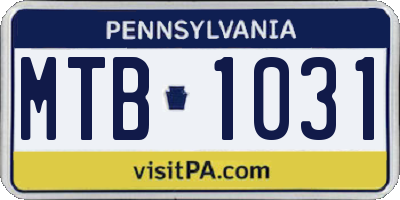 PA license plate MTB1031