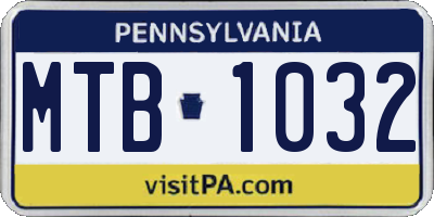 PA license plate MTB1032