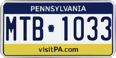 PA license plate MTB1033