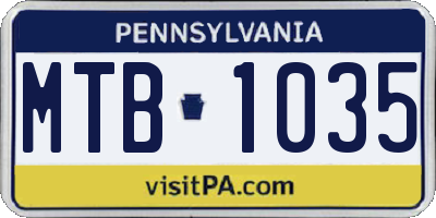 PA license plate MTB1035