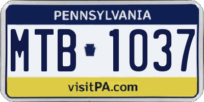 PA license plate MTB1037