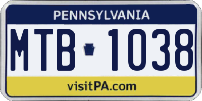 PA license plate MTB1038