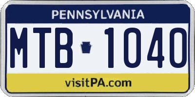 PA license plate MTB1040
