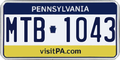 PA license plate MTB1043