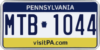 PA license plate MTB1044