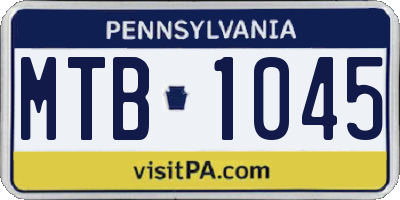 PA license plate MTB1045