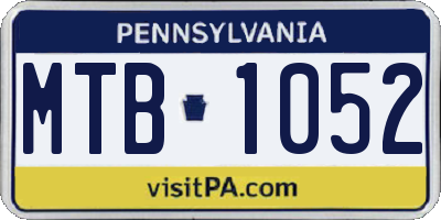 PA license plate MTB1052