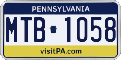 PA license plate MTB1058