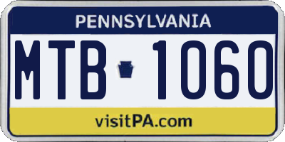 PA license plate MTB1060