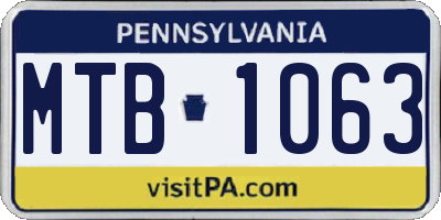 PA license plate MTB1063