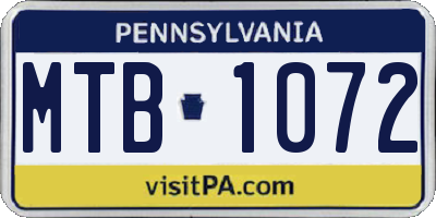 PA license plate MTB1072