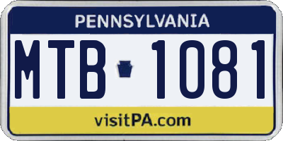 PA license plate MTB1081