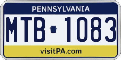 PA license plate MTB1083