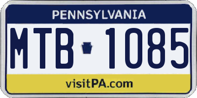 PA license plate MTB1085