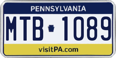 PA license plate MTB1089