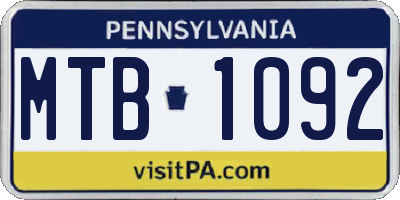 PA license plate MTB1092