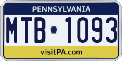 PA license plate MTB1093