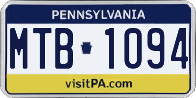 PA license plate MTB1094