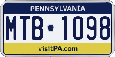 PA license plate MTB1098