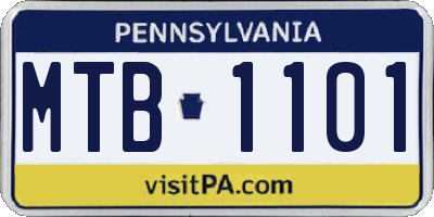 PA license plate MTB1101