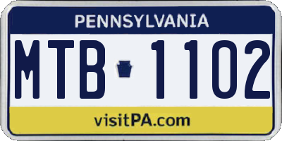 PA license plate MTB1102