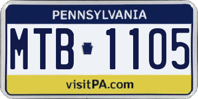 PA license plate MTB1105