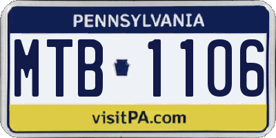 PA license plate MTB1106